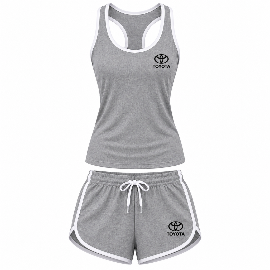 Women's Toyota tanktop and shorts set Grey front