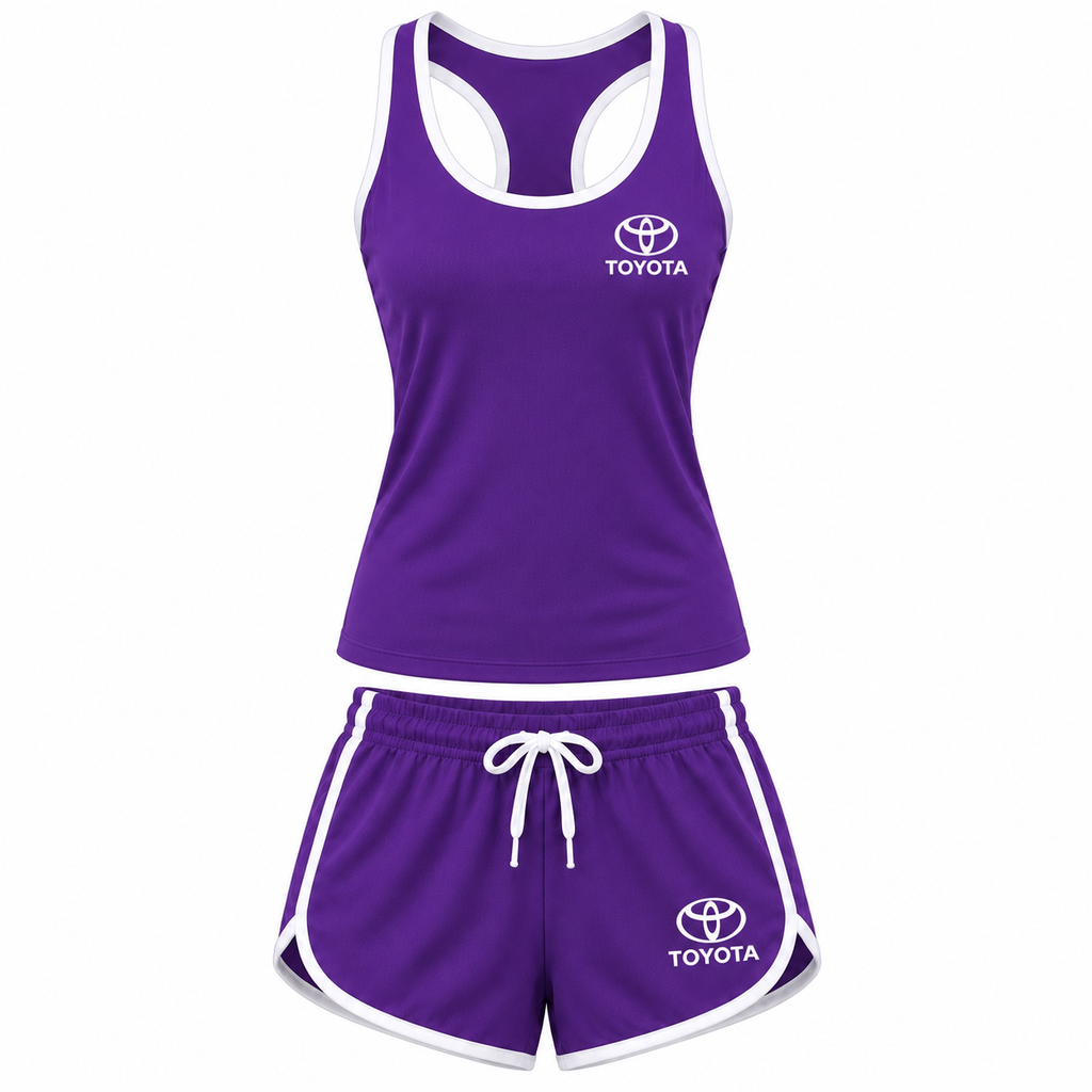 Women's Toyota tanktop and shorts set Purple front