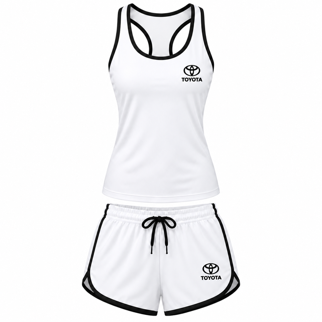 Women's Toyota tanktop and shorts set White front
