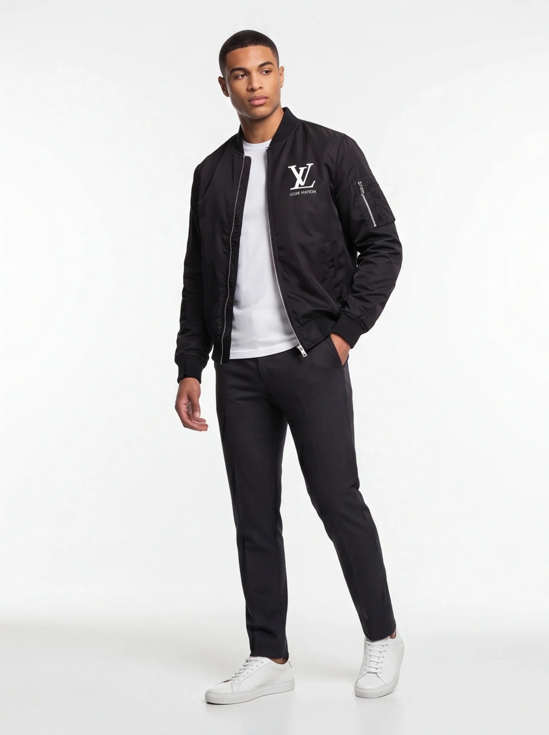 Men's Louis Vuitton Lightweight Bomber Jacket Windbreaker Softshell Varsity Jacket Coat