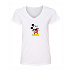 Women's Mickey Mouse Cartoon V-Neck T-Shirt
