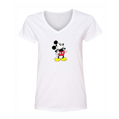 Women's Mickey Mouse Cartoon V-Neck T-Shirt