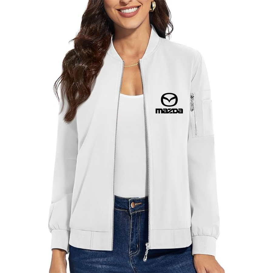 Women's Mazda Car - Premium Bomber Jacket with Polished Detailing and Functional Sleeve Pocket - Modern Luxury Outerwear