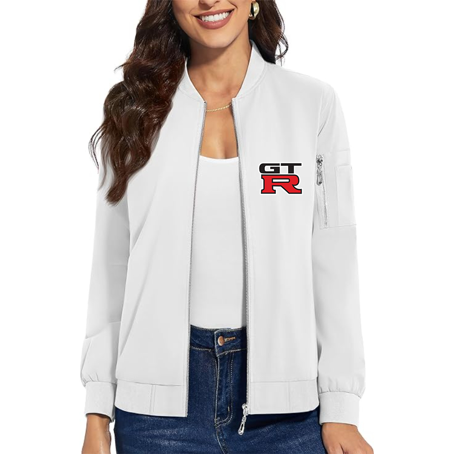 Women's GTR Car - Premium Bomber Jacket with Polished Detailing and Functional Sleeve Pocket - Modern Luxury Outerwear