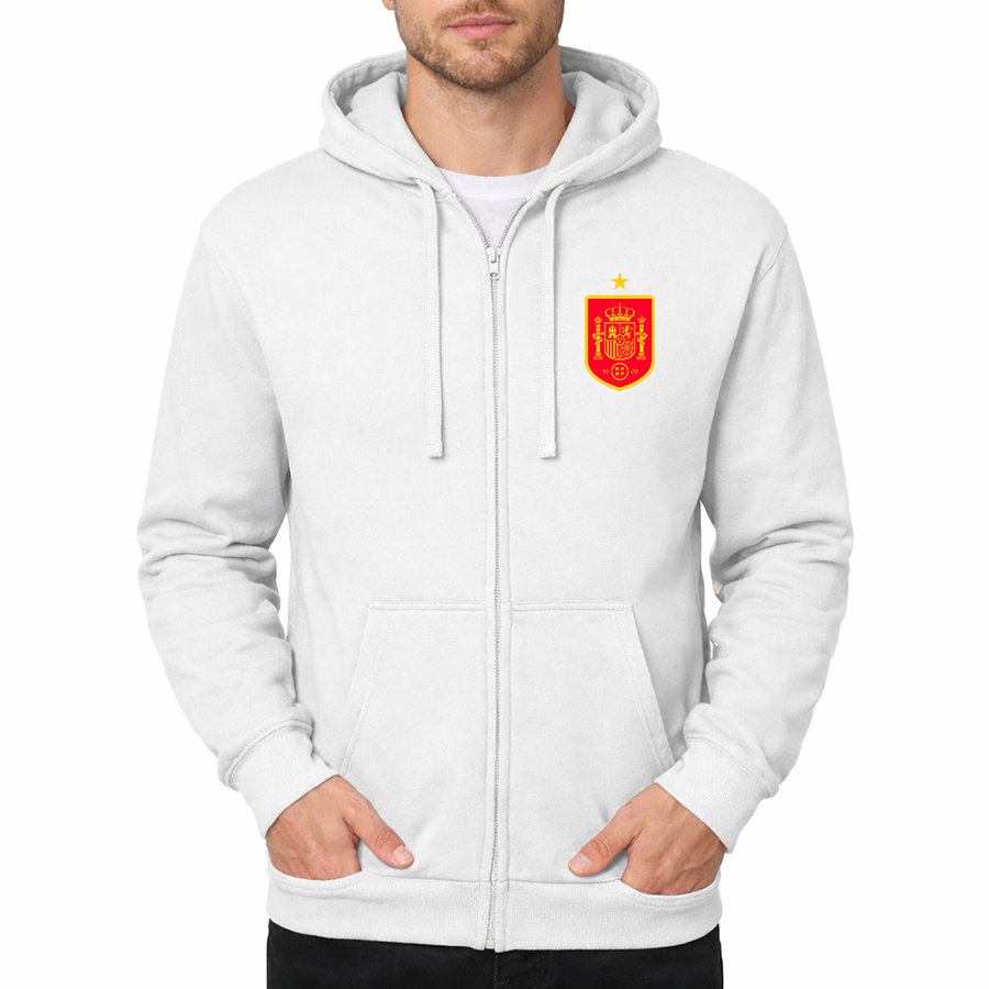 Men's Spain Red Logo National Soccer Team Zipper Hoodie