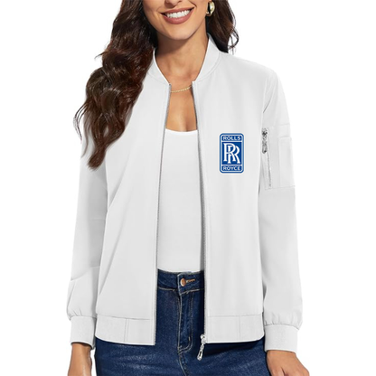Women's Rolls Royce Car - Premium Bomber Jacket with Polished Detailing and Functional Sleeve Pocket - Modern Luxury Outerwear