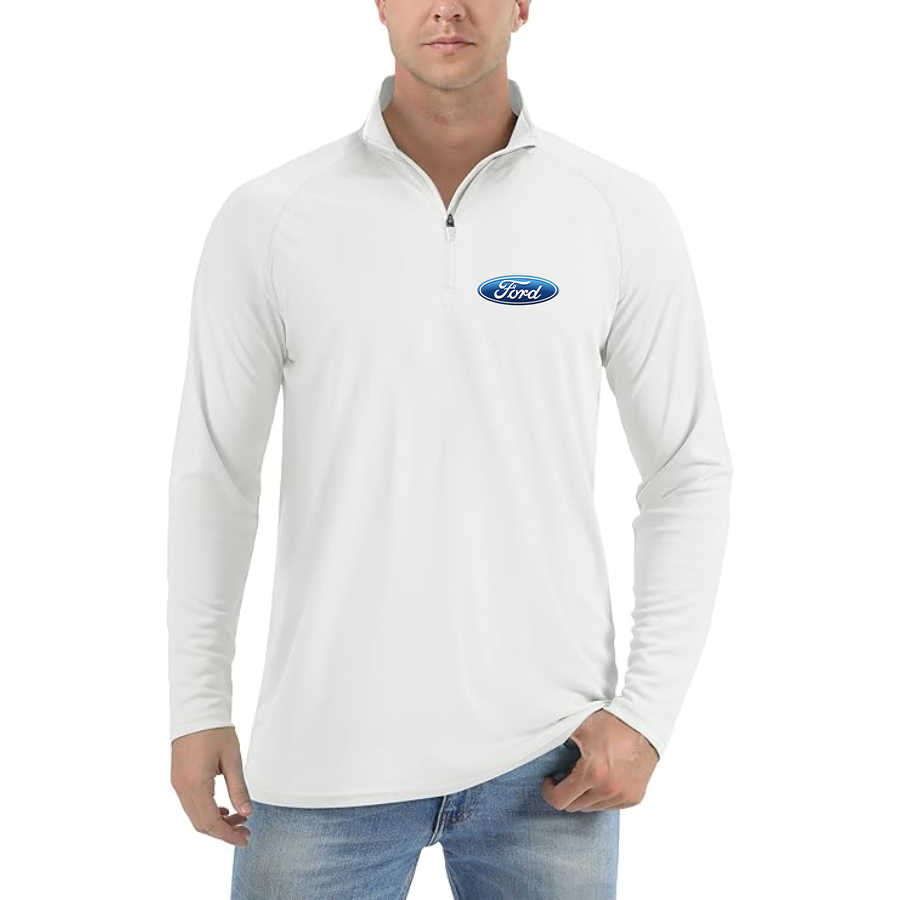 Men’s Ford Car - Lightweight Quarter-Zip Athletic Shirt – Long Sleeve Performance Wear