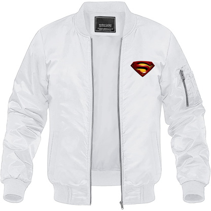 Men's Superman Superhero Lightweight Bomber Jacket Windbreaker Softshell Varsity Jacket Coat