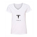 Women's Tesla Motorsports Car V-Neck T-Shirt