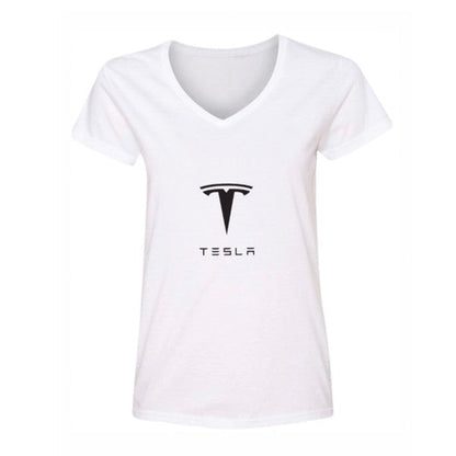 Women's Tesla Motorsports Car V-Neck T-Shirt