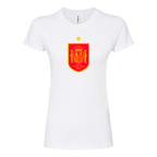 Women's Spain Red Logo National Soccer Team Round Neck T-Shirt