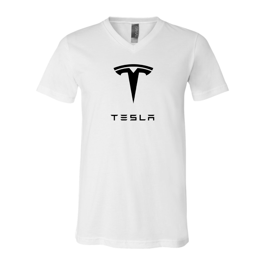 Men’s Tesla Car  - BELLA + CANVAS - Jersey V-Neck Tee - 3005