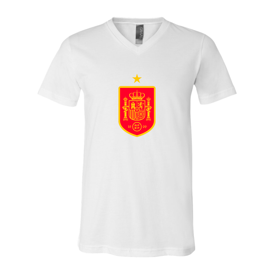 Men’s Spain Red Logo National Soccer Team   - BELLA + CANVAS - Jersey V-Neck Tee - 3005