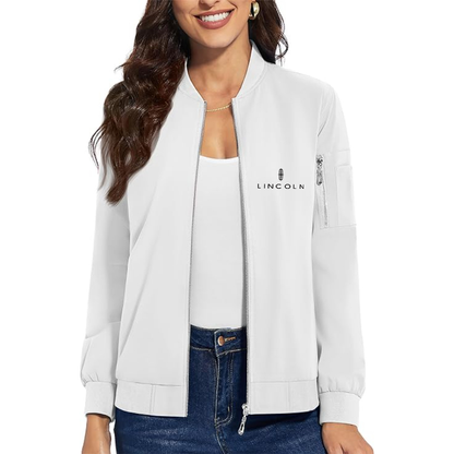 Women's Lincoln Car - Premium Bomber Jacket with Polished Detailing and Functional Sleeve Pocket - Modern Luxury Outerwear