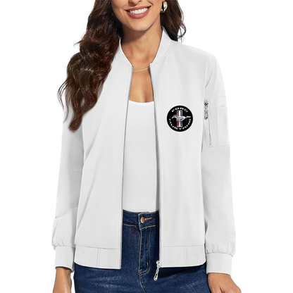 Women's Ford Mustang Motorsport Supercars - Premium Bomber Jacket with Polished Detailing and Functional Sleeve Pocket - Modern Luxury Outerwear