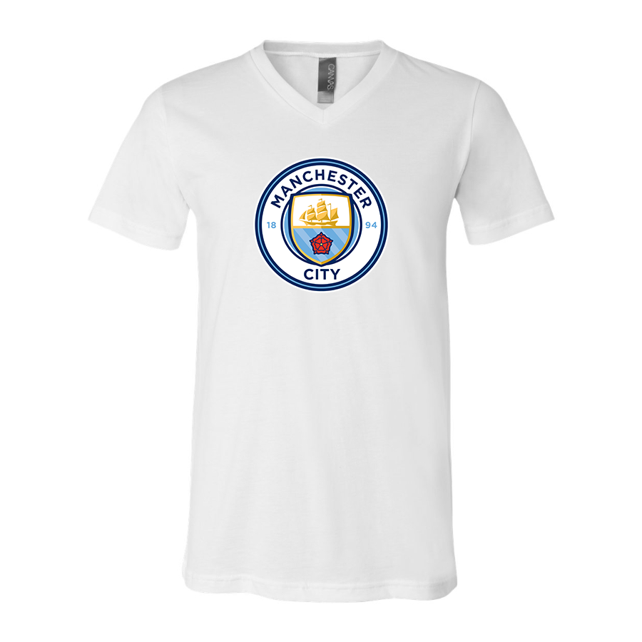 Men’s  Manchester City Soccer - BELLA + CANVAS - Jersey V-Neck Tee - 3005