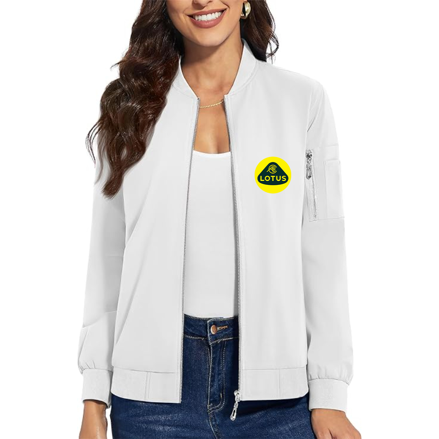 Women's Lotus Car - Premium Bomber Jacket with Polished Detailing and Functional Sleeve Pocket - Modern Luxury Outerwear