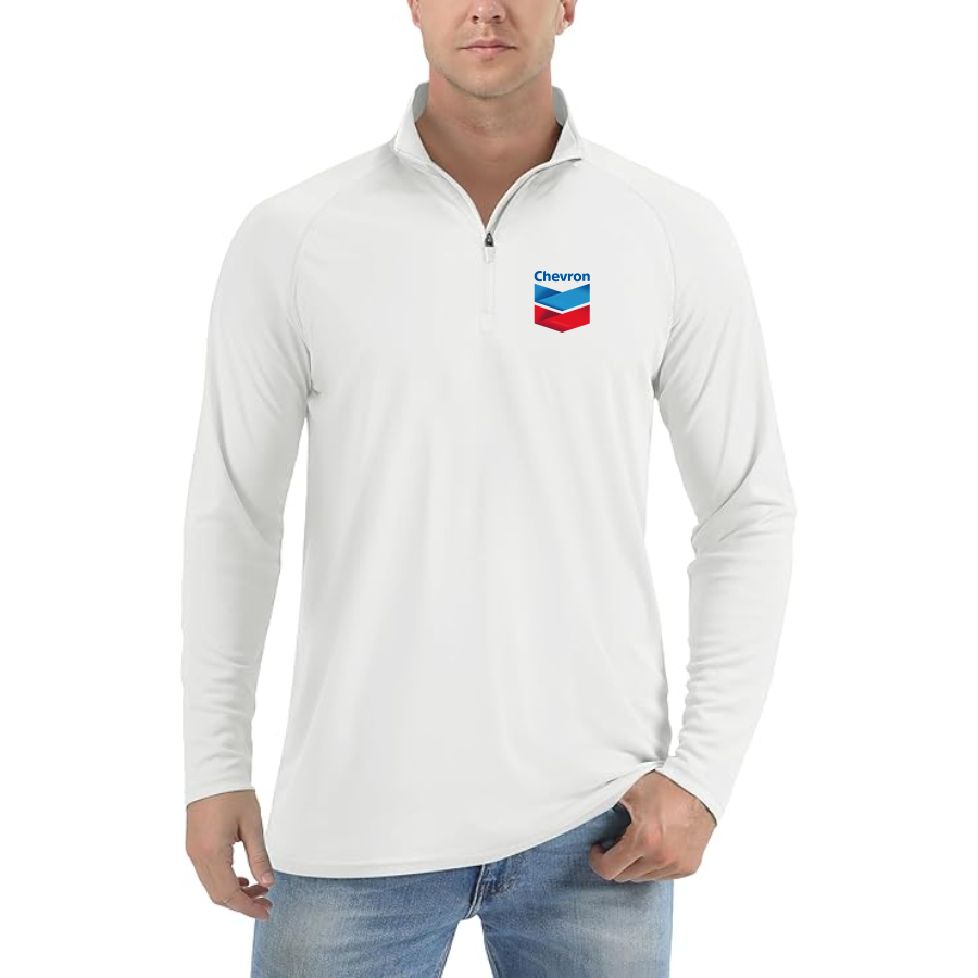 Men’s Chevron Gas Station - Lightweight Quarter-Zip Athletic Shirt – Long Sleeve Polyester Wear