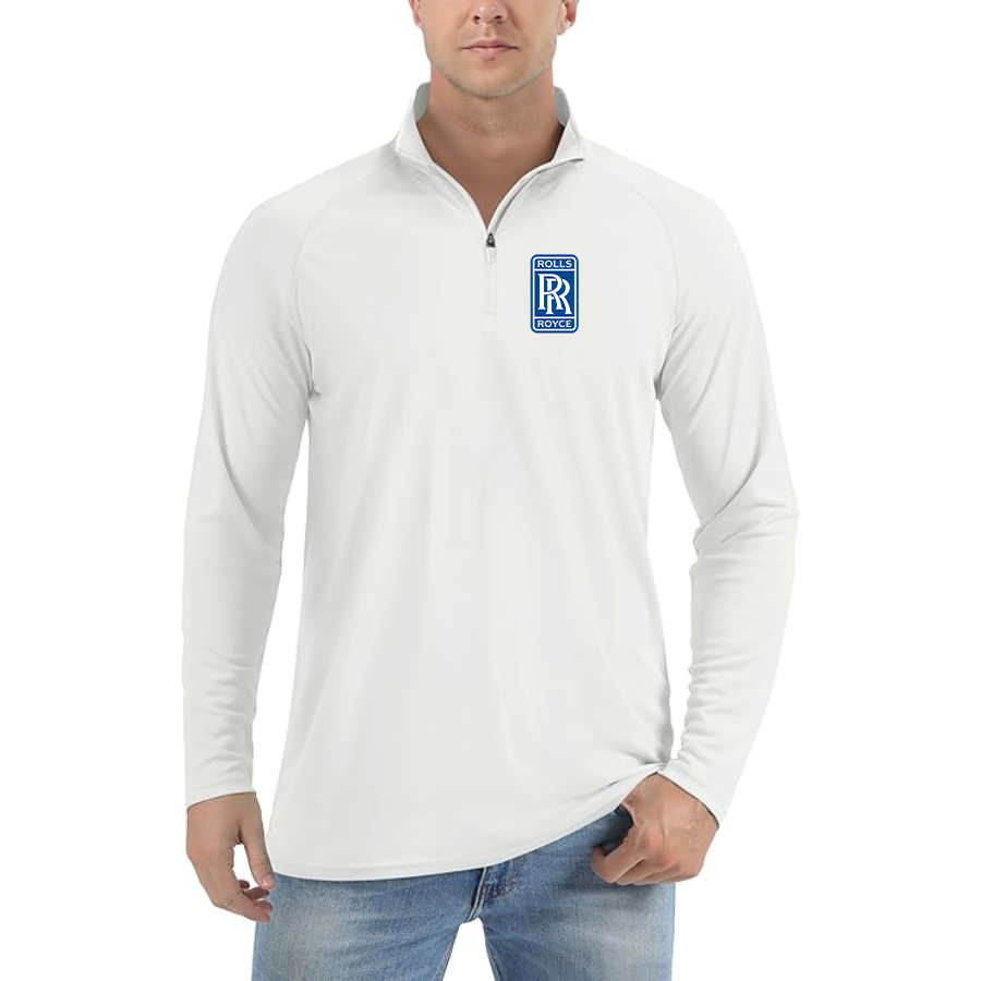 Men’s Rolls Royce Car - Lightweight Quarter-Zip Athletic Shirt – Long Sleeve Performance Wear