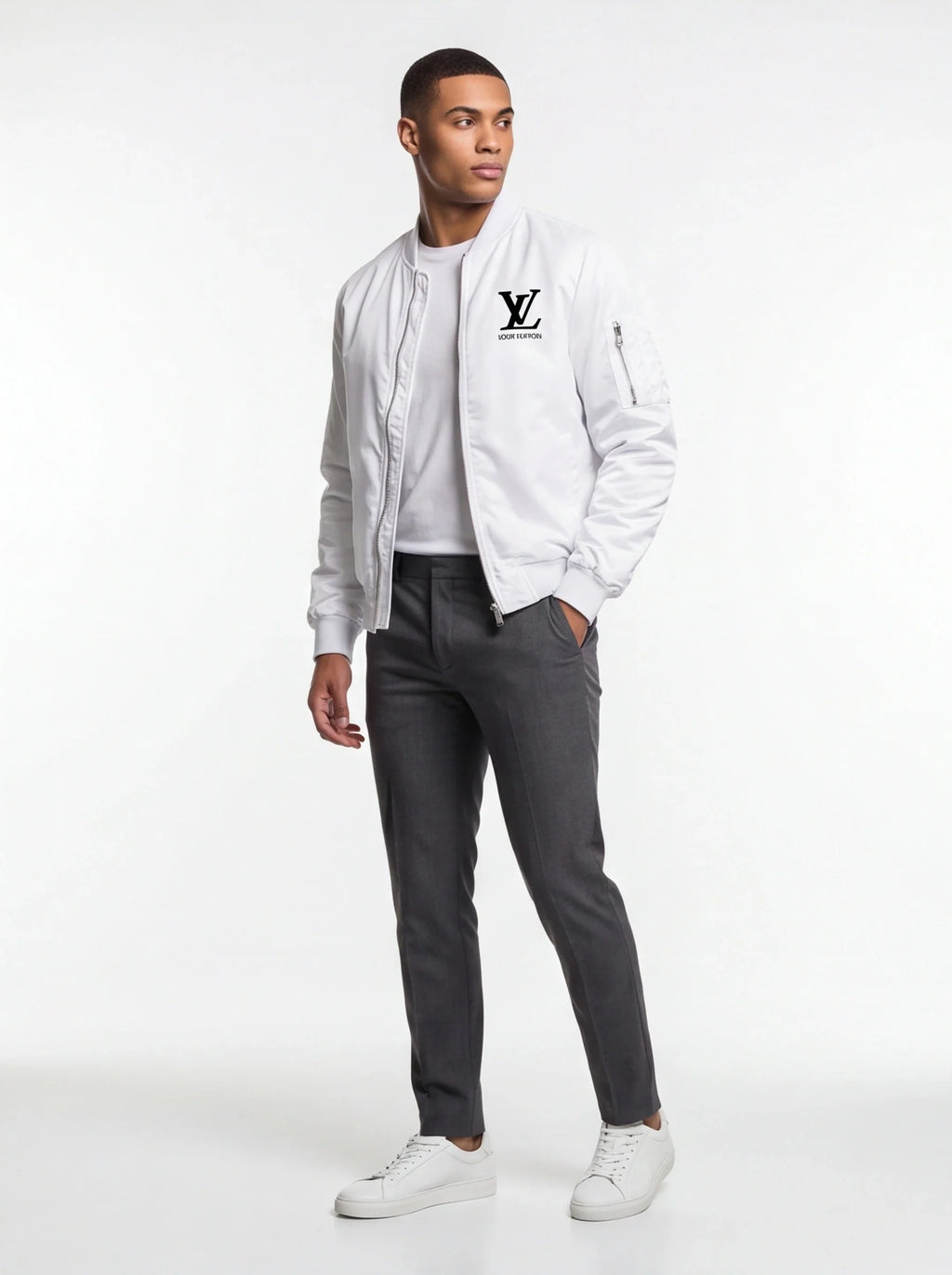 Men's Louis Vuitton Lightweight Bomber Jacket Windbreaker Softshell Varsity Jacket Coat
