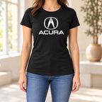 Women's Acura Car Round Neck T-Shirt — Black