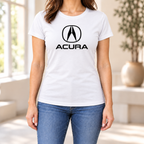 Women's Acura Car Round Neck T-Shirt — White