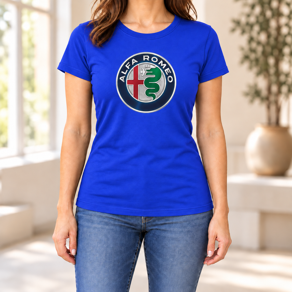 Women's Alfa Romeo Car Round Neck T-Shirt — Royal Blue