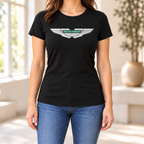 Women's Aston Martin Car Round Neck T-Shirt — Black