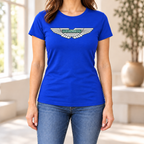 Women's Aston Martin Car Round Neck T-Shirt — Royal Blue