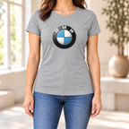 Women's BMW Car Round Neck T-Shirt — Grey