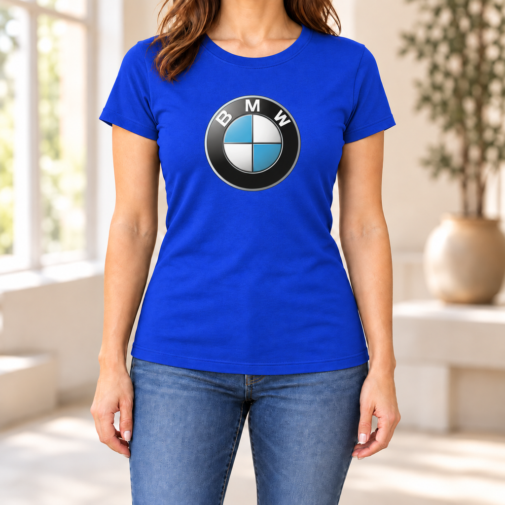Women's BMW Car Round Neck T-Shirt — Royal Blue