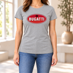 Women's Bugatti Car Round Neck T-Shirt — Grey