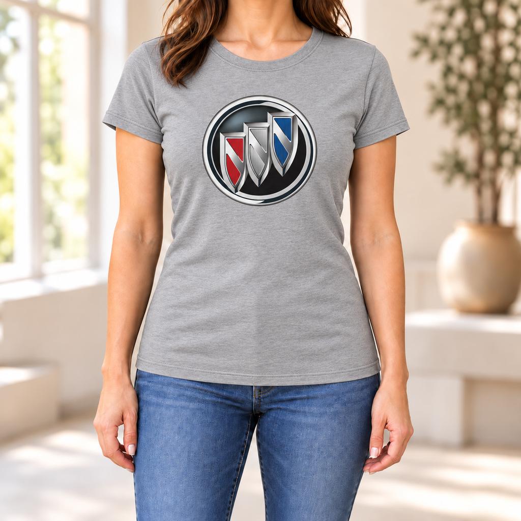 Women's Buick Car Round Neck T-Shirt — Grey
