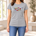 Women's Cadillac Car Round Neck T-Shirt — Grey