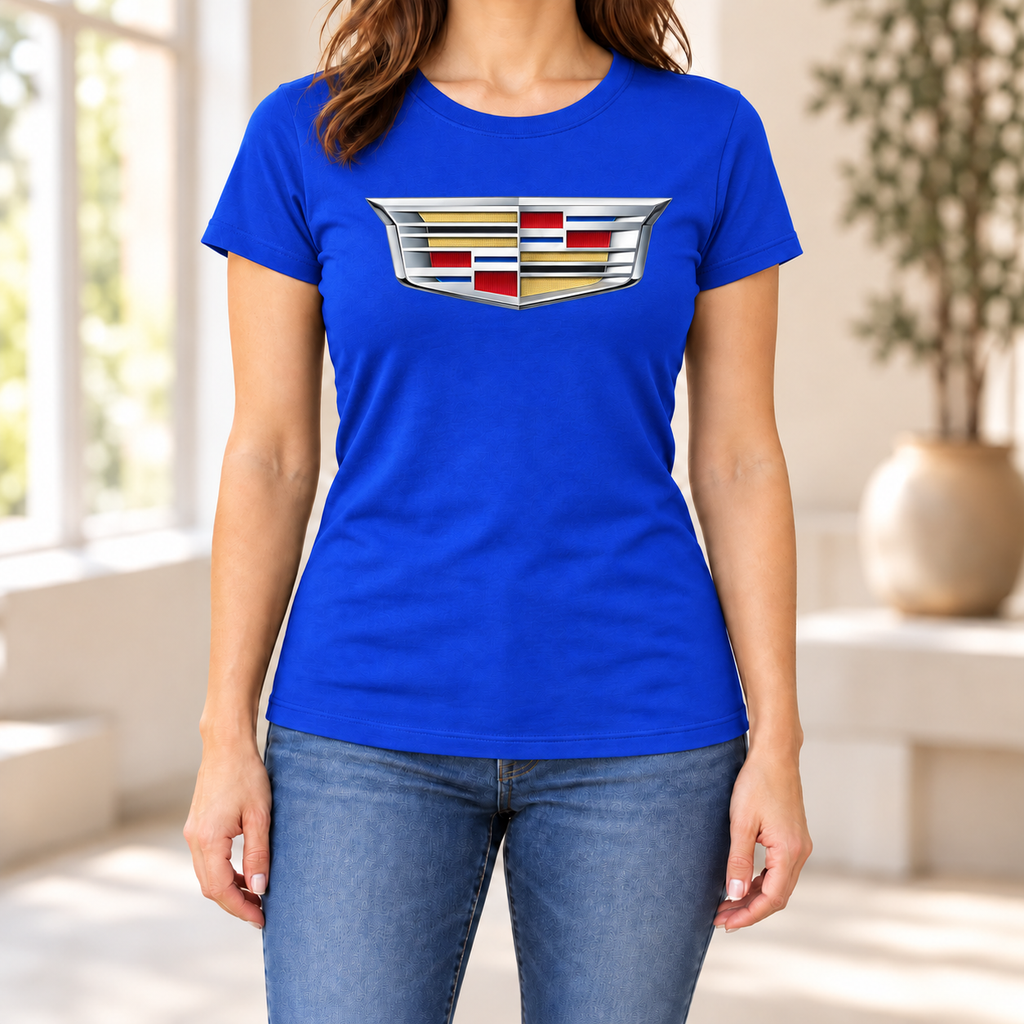 Women's Cadillac Car Round Neck T-Shirt — Royal Blue