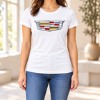 Women's Cadillac Car Round Neck T-Shirt — White
