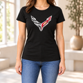Women's Chevrolet Corvette Car Round Neck T-Shirt — Black