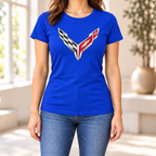 Women's Chevrolet Corvette Car Round Neck T-Shirt — Royal Blue