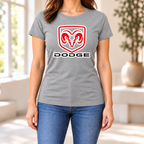 Women's Dodge Car Round Neck T-Shirt — Grey