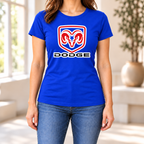 Women's Dodge Car Round Neck T-Shirt — Royal Blue