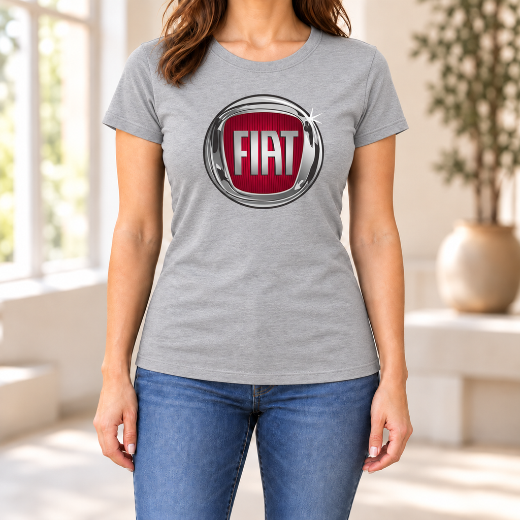 Women's Fiat Car Round Neck T-Shirt — Grey