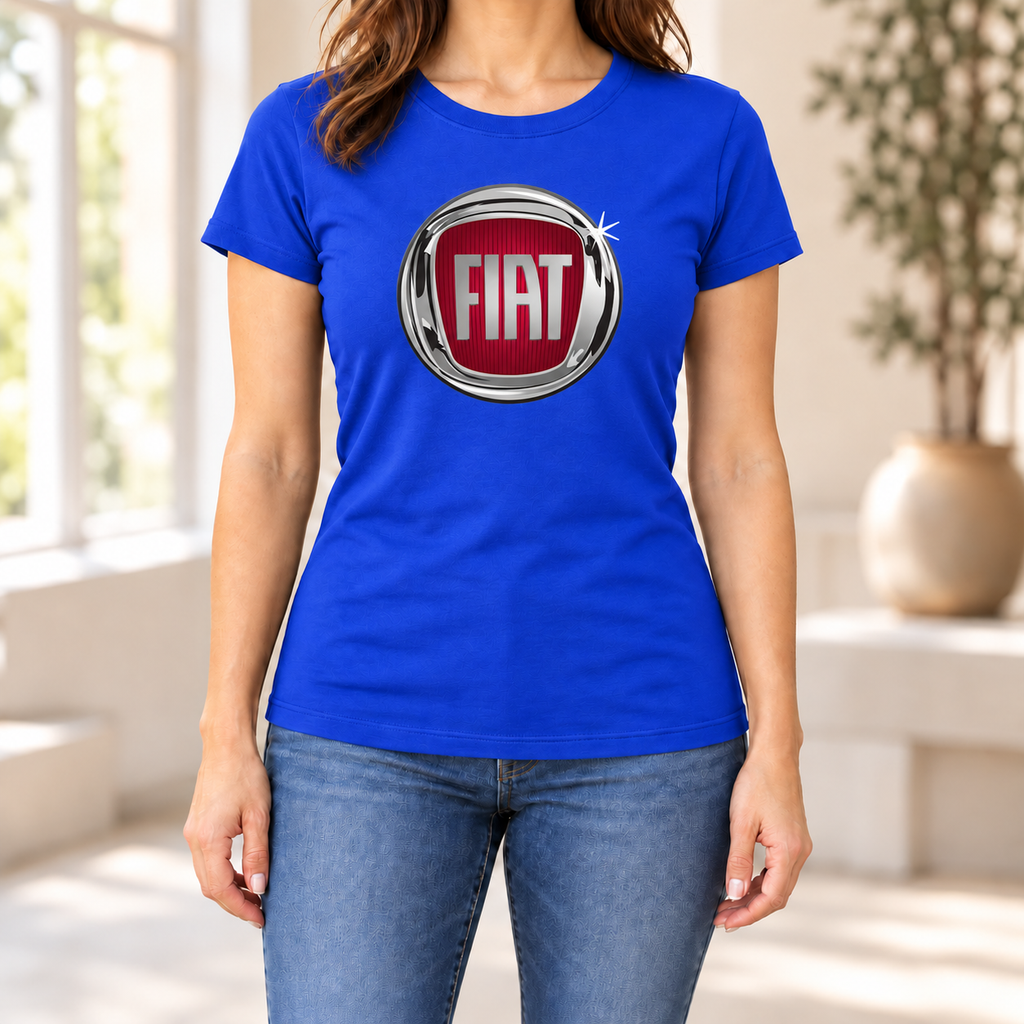Women's Fiat Car Round Neck T-Shirt — Royal Blue