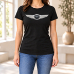 Women's Genesis Car Round Neck T-Shirt — Black