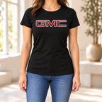 Women's GMC Car Round Neck T-Shirt — Black