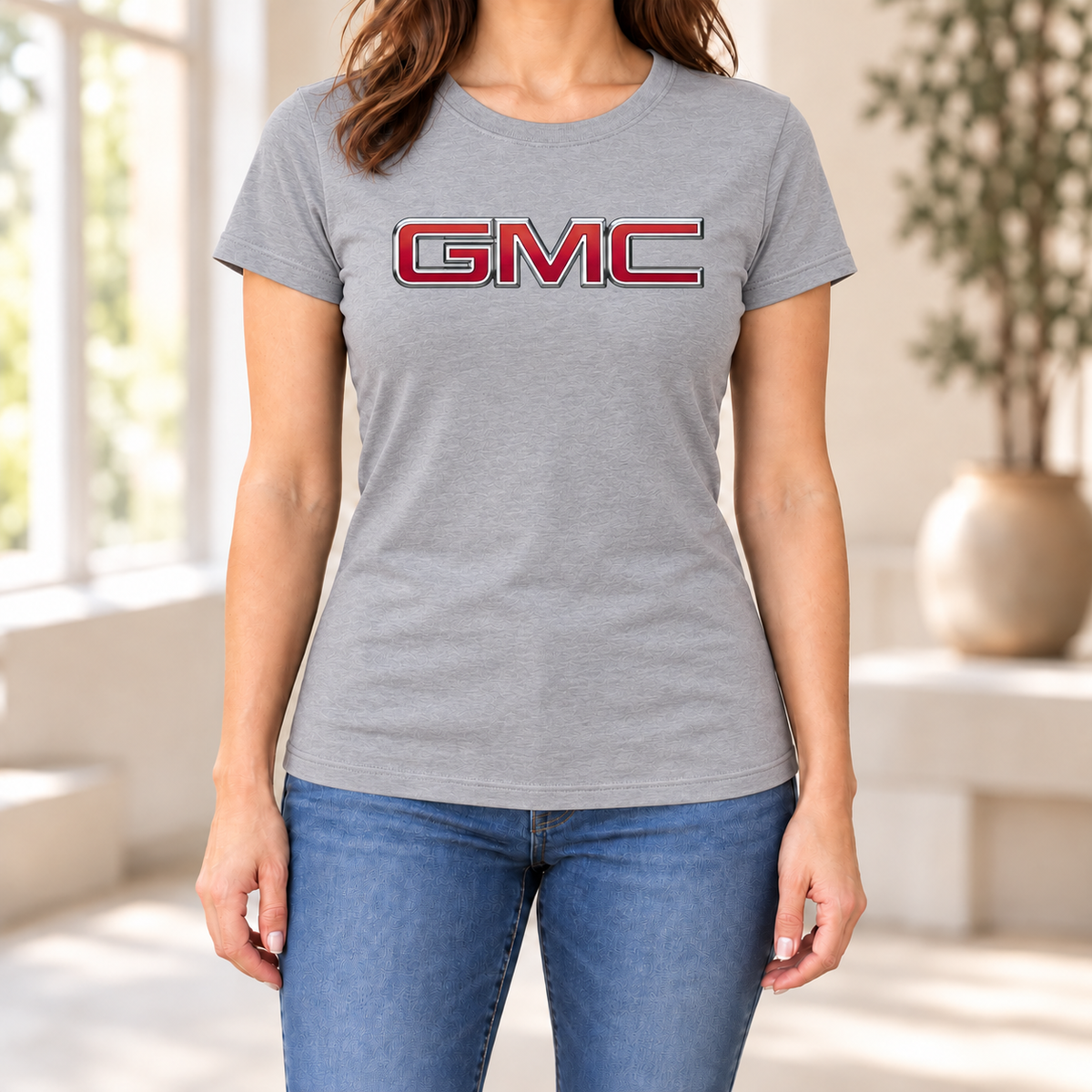 Women's GMC Car Round Neck T-Shirt — Grey