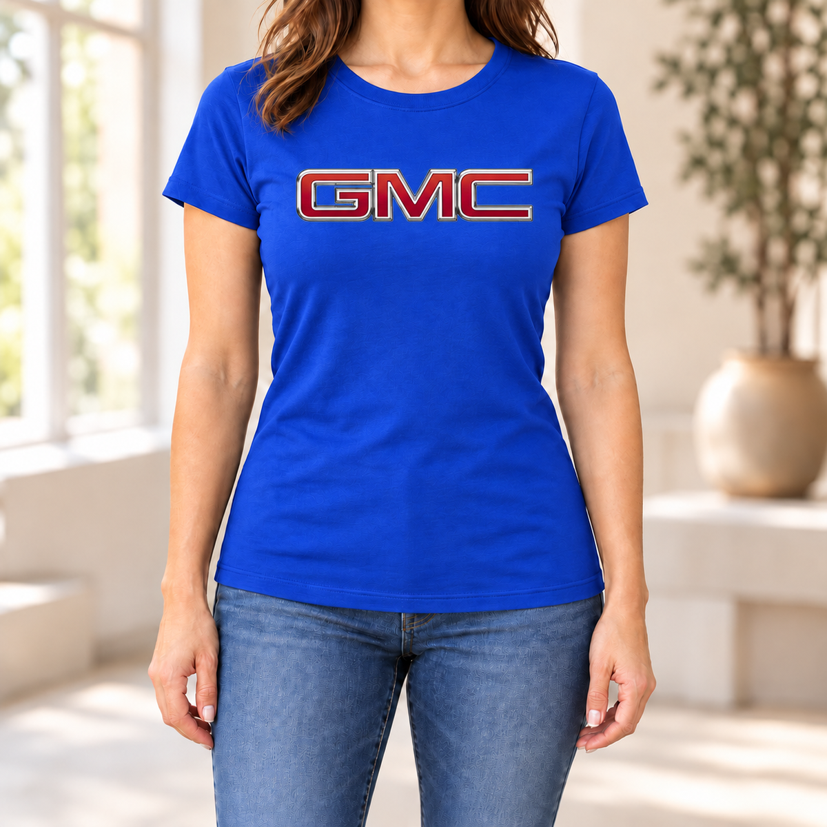 Women's GMC Car Round Neck T-Shirt — Royal Blue