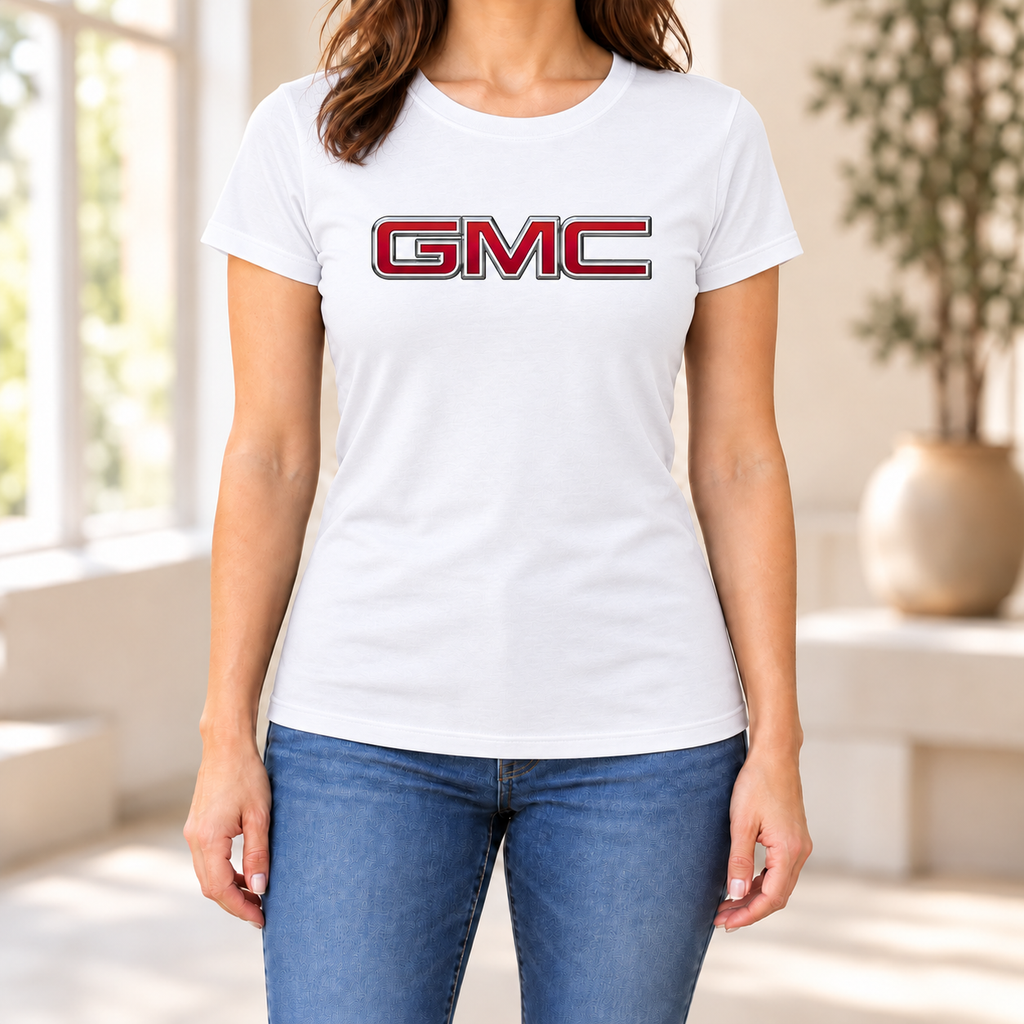 Women's GMC Car Round Neck T-Shirt — White