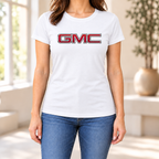 Women's GMC Car Round Neck T-Shirt — White