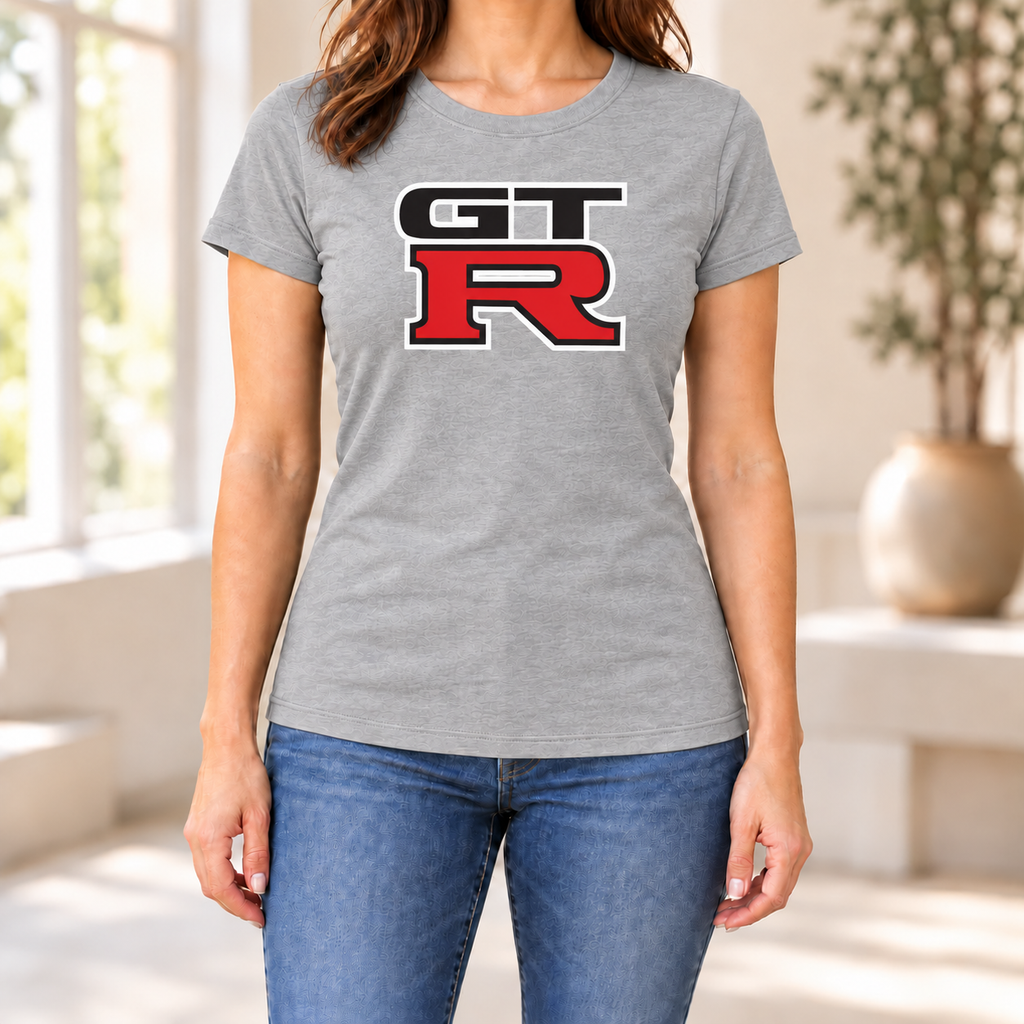Women's GTR Car Round Neck T-Shirt — Grey