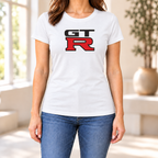 Women's GTR Car Round Neck T-Shirt — White